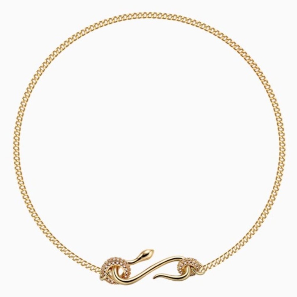 Snake Necklace 18K Gold Luxurious Crystal Stainless Steel for Men Women - Picture 9 of 13